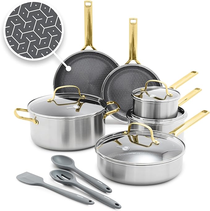 GreenPan Hybrid 13 Piece Nonstick Stainless Steel Cookware Set, APEX Tri-Ply by GreenPan