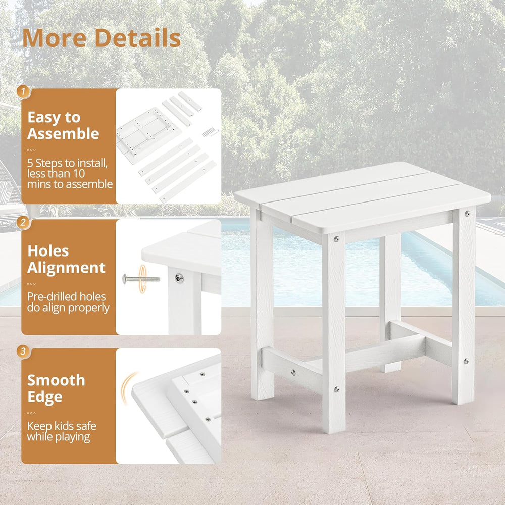LUE BONA Outdoor Side Table, HDPS Small Outdoor Adirondack Side Tables, Outsi...