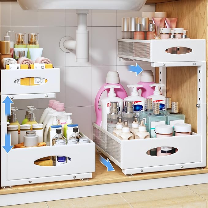 Under Sink Organizer, 2 Tier Pull Out Under Cabinet Organizer Shelf by PXRACK