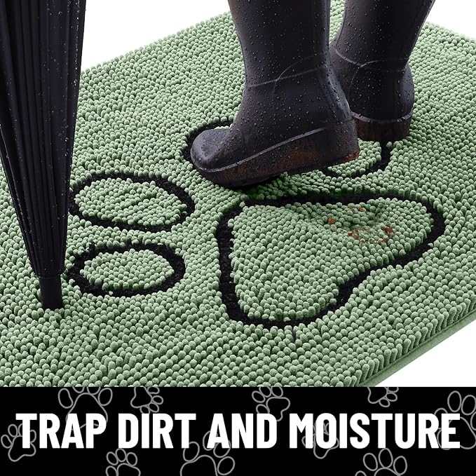 Smiry Dog Door Mat for Muddy Paws, Absorbent Dirt Trapper Non Slip Quick Dry - Image 2