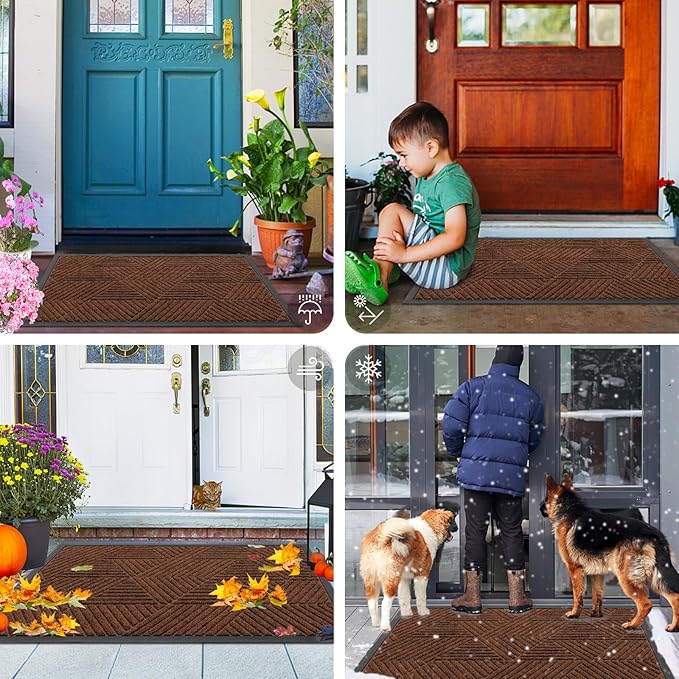 Smiry Front Door Mat Outside Entrance, Heavy Duty Sturdy Natural Rubber Doormat - Image 7