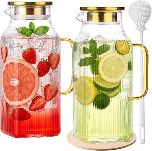 2 Pack 68oz/2 Liter Square Glass Pitcher by Moretoes
