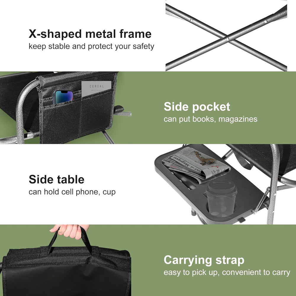 YOUNG WOOD Camping Directors Chair, Lightweight Oversized Portable Folding Ch...