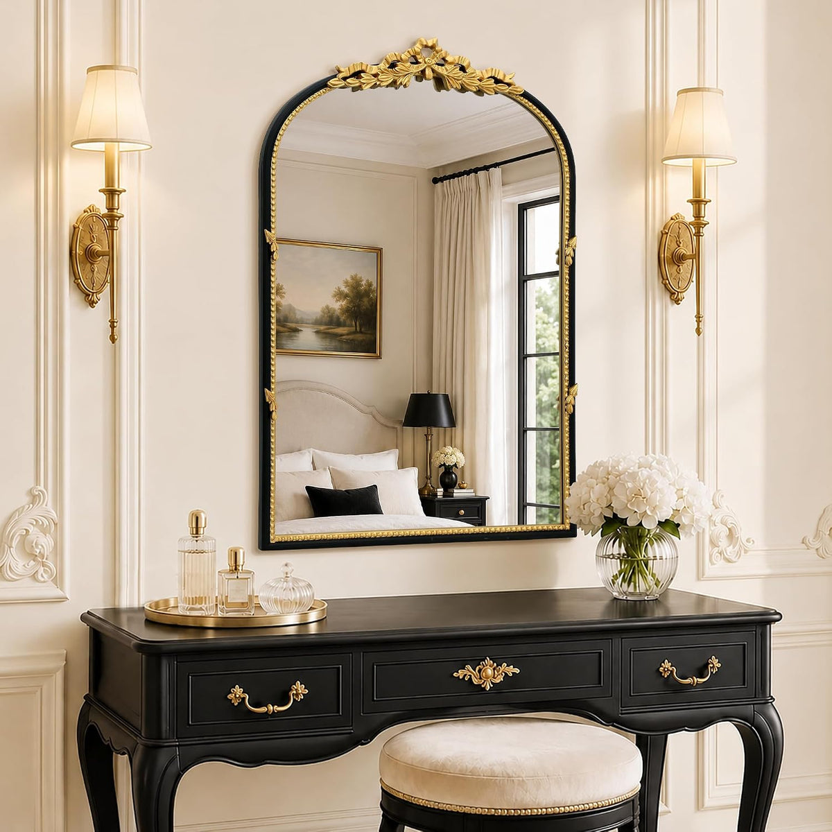 bathroom mirrors for over sink: 24"x36" black gold, main product view