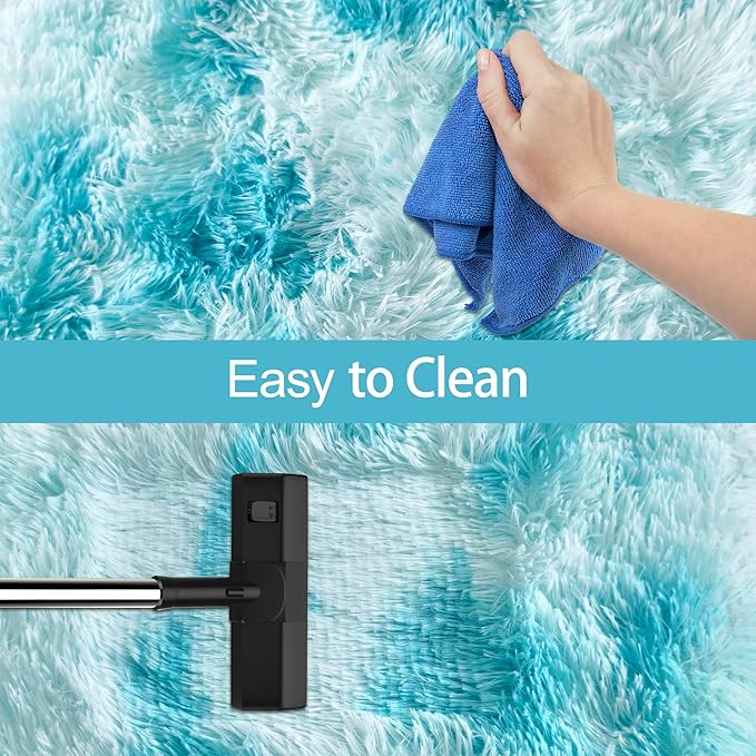 Tie-Dyed Sky Blue 2x8 Machine Washable Runner Rugs - Image 7