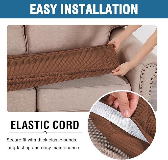 H.VERSAILTEX Super Stretch Individual Seat Cushion Covers Sofa Covers Couch - Image 5