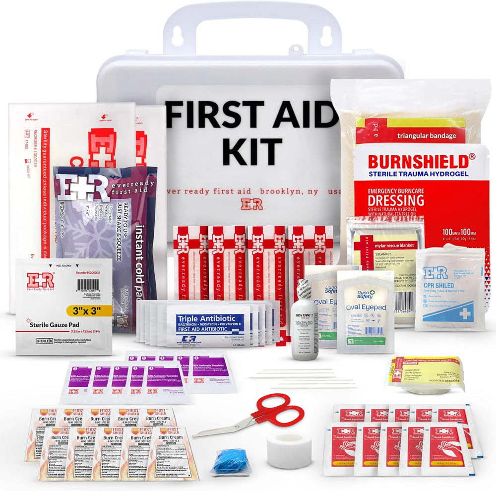 10 Person First Aid Kit - OSHA and ANSI Class A Compliant, Fully stocked Emer...