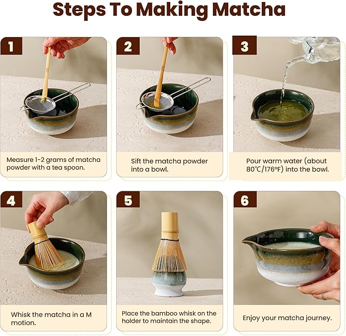 Matcha Whisk Set, Ceramic Matcha Kit Desert Style, Matcha Whisk and Bowl - Image 6