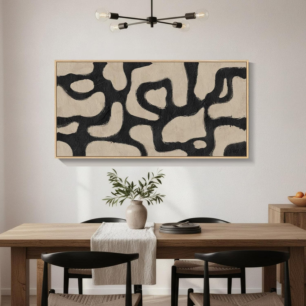 Large Framed Modern Abstract Horizontal Wall Art for Living Room, 60x30 In