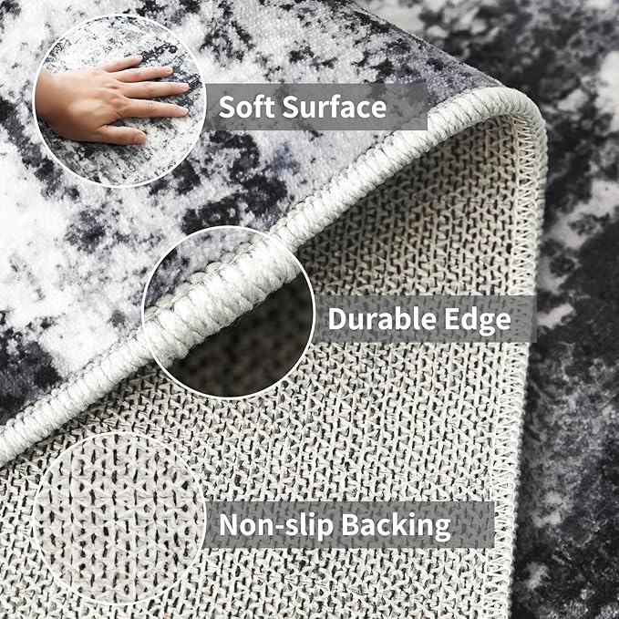 3x12 Washable Runner Rugs for Hallway: Long Abstract Runners for Entryway - Image 4