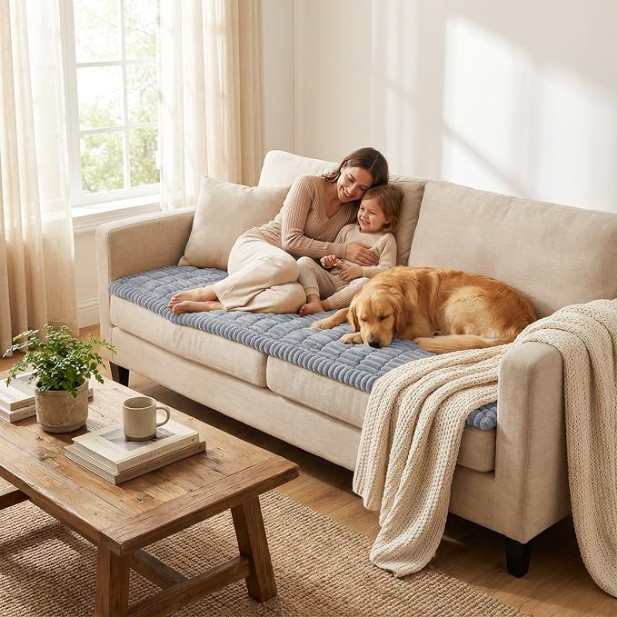 Smiry Couch Cover for Dogs Washable, Non Slip Fuzzy Pet Couch Covers for 3 - Image 5
