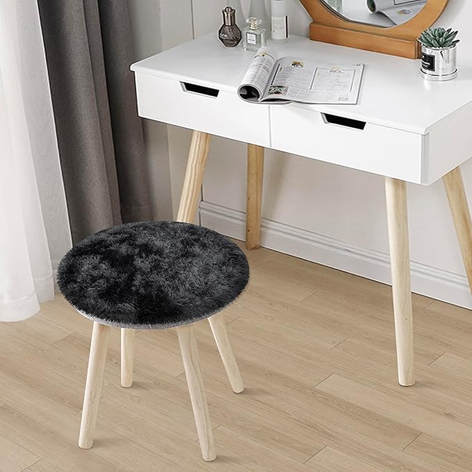 Tie Dye Black Round Rugs Small 2x2 ft Fluffy Circle Rug Furry Carpet Shaggy by JiaoBaba