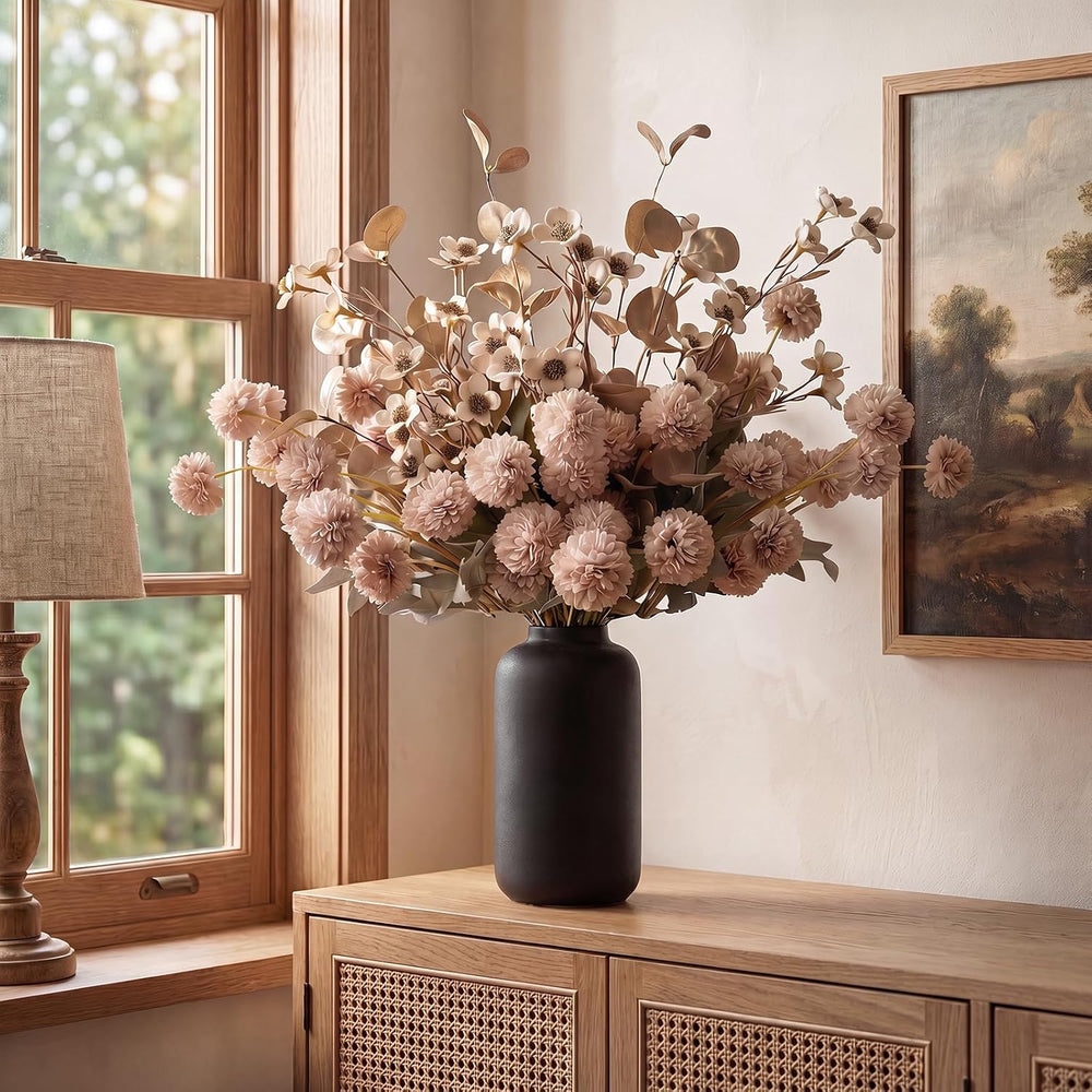 22Pcs Faux Kiku Flowers for Vase, Beige Artificial Flower Arrangements, Long ...