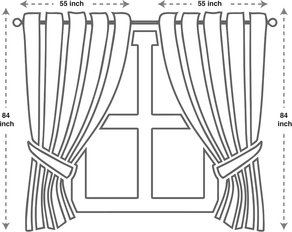 GLORY RUGS Jacquard Luxury Window 2 Panel Set Brown Curtain with Attached Val...