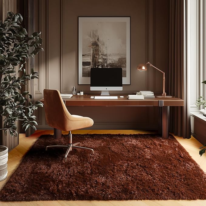 ONASAR Brown Area Rugs for Bedroom Living Room, Fluffy 4x6 Indoor Bedside Floor - Image 5