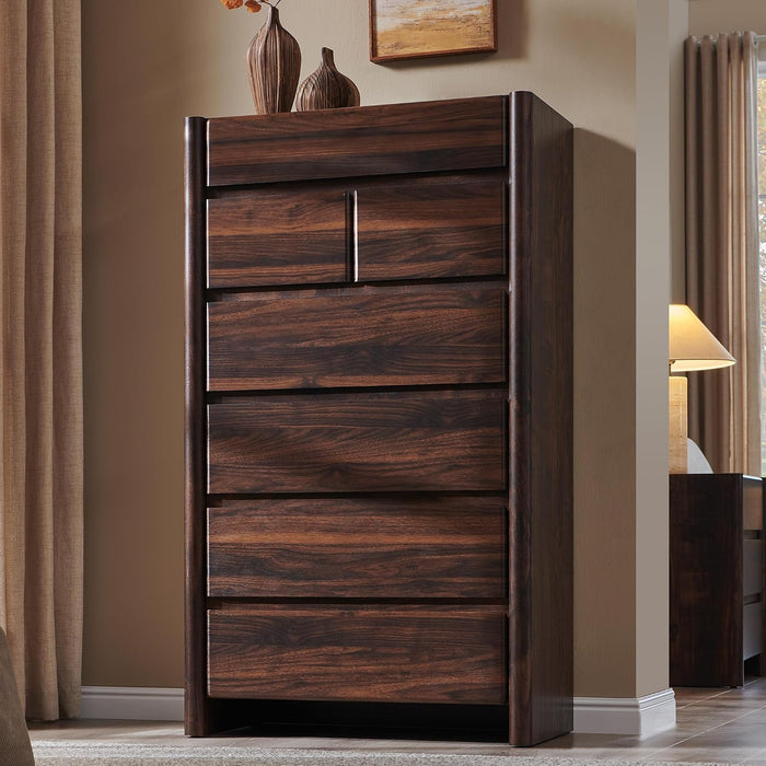 Modern 7 Drawers Dresser for Bedroom, 54.7" Tall Dresser-Brown