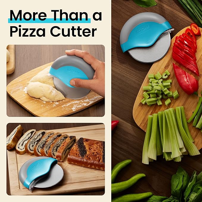 Kitchy Pizza Cutter Wheel with Protective Blade Cover, Ergonomic Pizza Slicer - Image 7