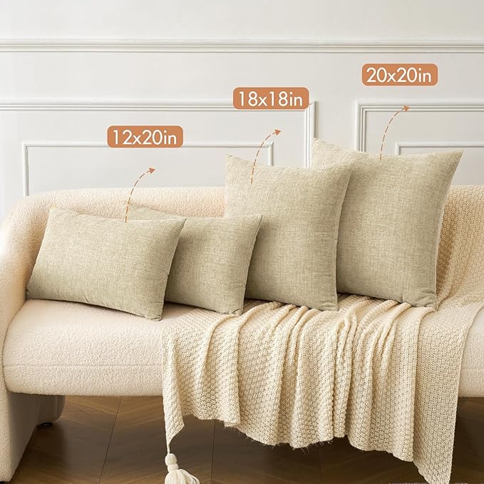 MIULEE Pack of 2 Beige Throw Pillow Covers 12x20 Inch Soft Lumbar Pillow Covers - Image 4