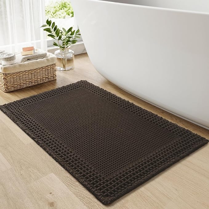 RESARE Waffle Bath Mat, Super Absorbent Non Slip, Machine Washable, Ultra Soft by Resare
