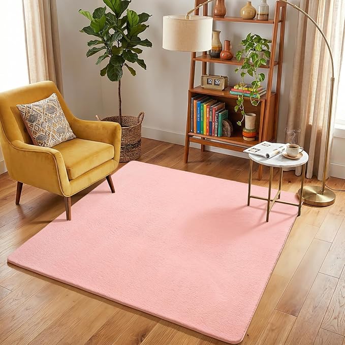 Amearea 5x5 Square Area Rugs for Bedroom Living Room, Modern Pink Thickened - Image 6