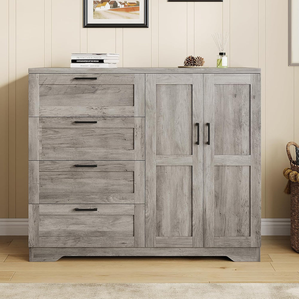 GarveeHome Multifunctional Wooden Dresser for Bedroom, 43.3 in H 2 Door Wardr...