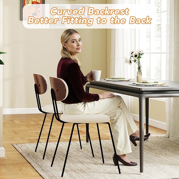 LSSPAID Dining Chairs Set of 4, Linen Fabric Upholstered Dining Room Chairs w...