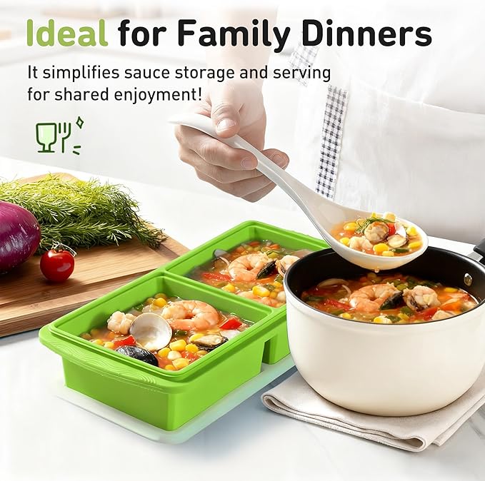 Silicone Freezer Tray with Lid Soup Freezer Container Molds with Steel - Image 8
