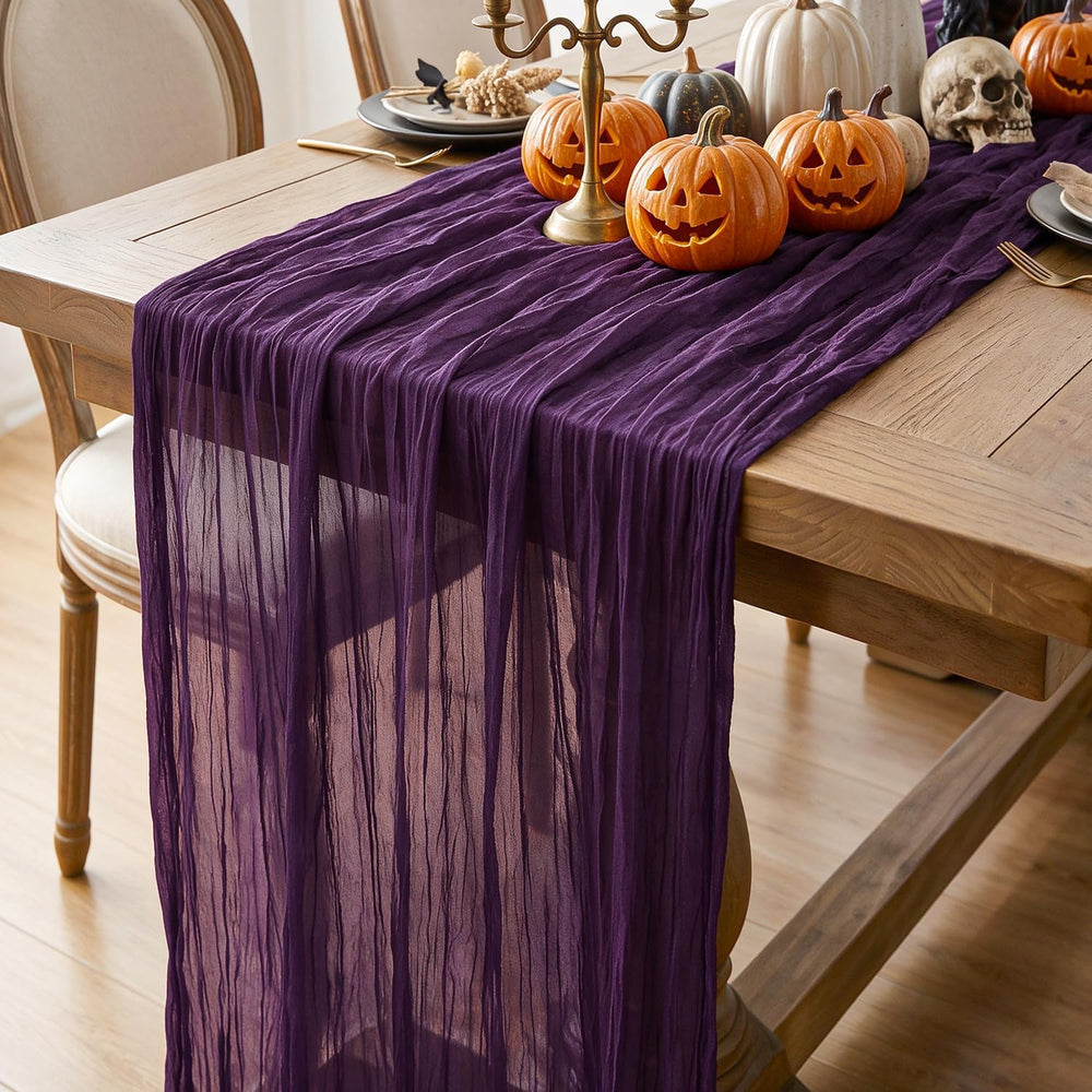 FANPROMS Purple Cheesecloth Table Runner 6 Pack 10FT Rustic Gauze Table Runne...