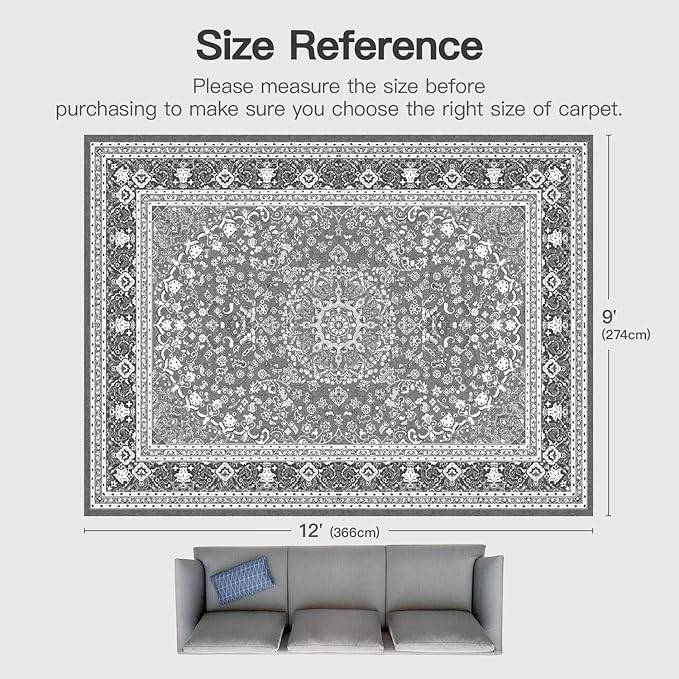 Lofus 9x12 Area Rugs for Living Room, Machine Washable Non-Slip Area Rug - Image 2
