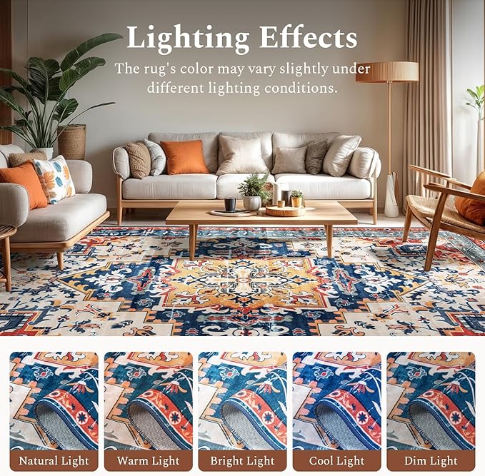 Rugflix 5x7 Area Rug for Living Room, Machine Washable Area Rugs - Image 6