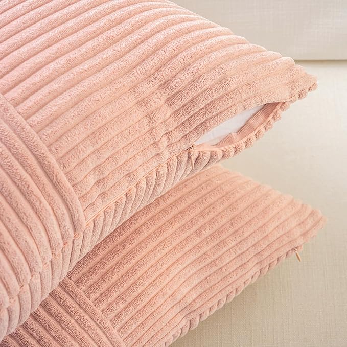 Fancy Homi 2 Packs Peach Long Lumbar Decorative Throw Pillow Covers 16x24 Inch - Image 3