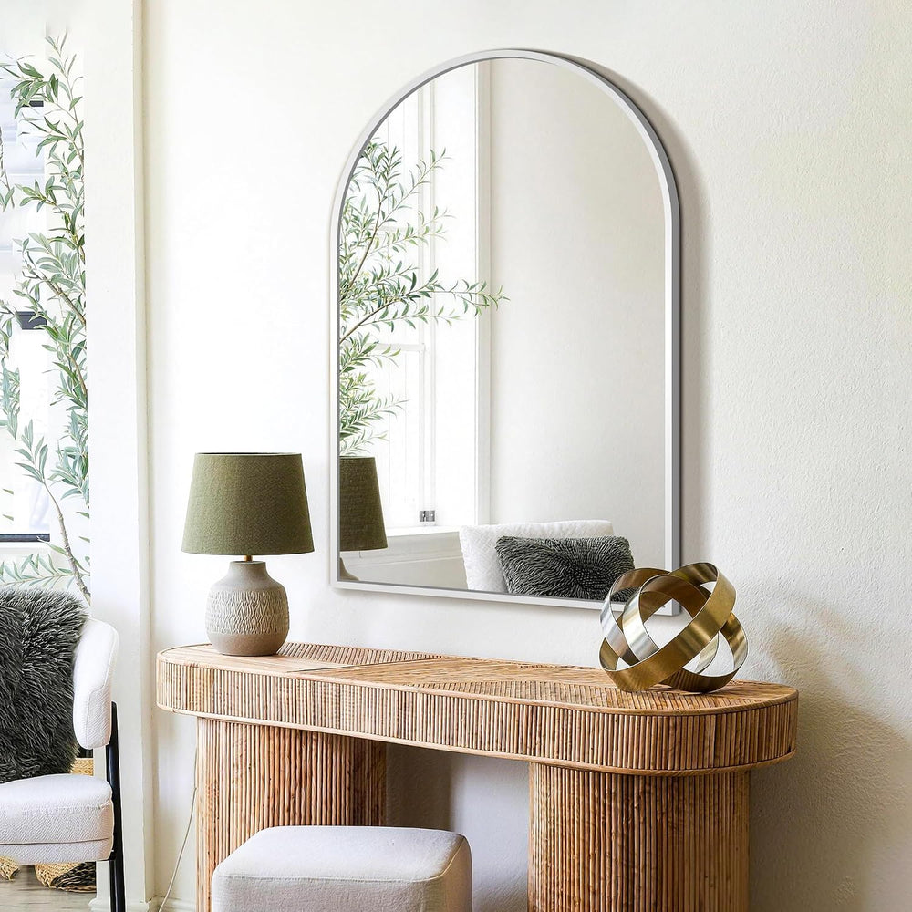 FICTOR 24" x 36" Arched Bathroom Vanity Mirror for Over Sink, Silver