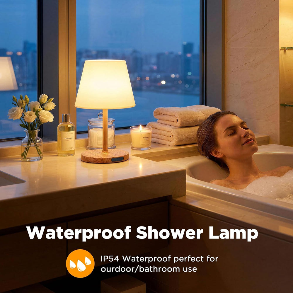 LUTEC 2 Pack Shower Lamp Waterproof, 6000mAh Rechargeable Cordless Table Lamp...