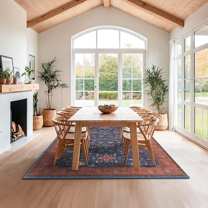 Navy Blue Area Rugs 9x12 Living Room, Dining Room Rugs - Image 3