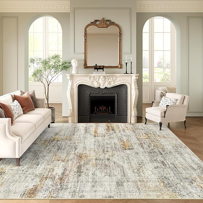 Washable Area Rug 8x10, Large Soft Abstract Rugs - Image 2