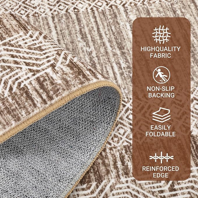GarveeHome 2x6 Modern Bordered Runner Rug Soft Non Slip Runner Washable Non - Image 2
