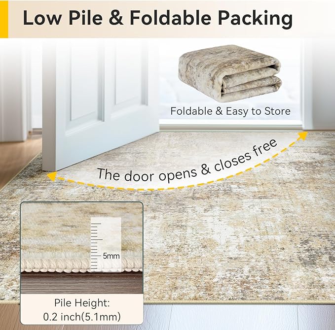 Washable Area Rugs 2'x6' Non-Slip Modern Abstract Soft - Image 6