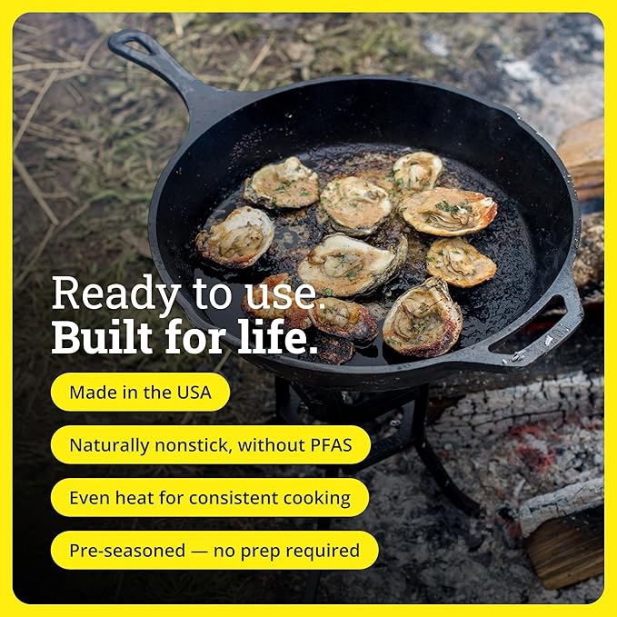 Lodge Seasoned Cast Iron Skillet 13.25 Inches - Image 4