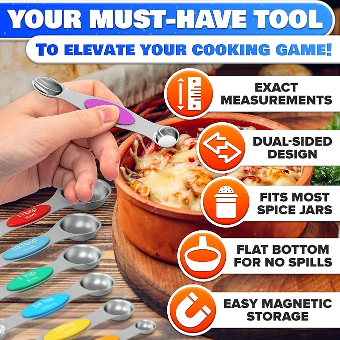 8 Pcs Magnetic Measuring Spoons Set Stainless Steel – Magnet Measuring Spoons - Image 4