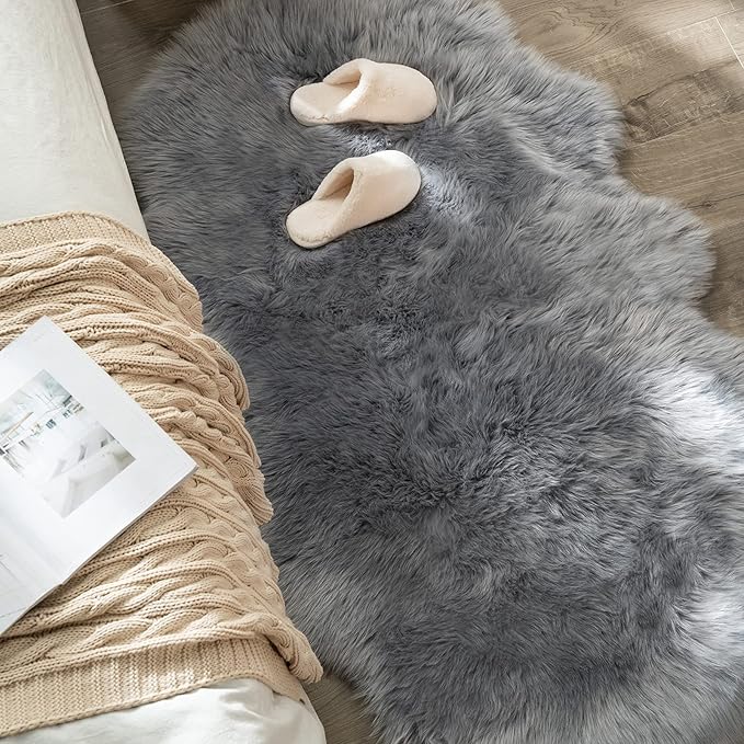 MIULEE Luxury Super Soft Fluffy Area Rug Faux Fur Sheepskin Rug Decorative - Image 6