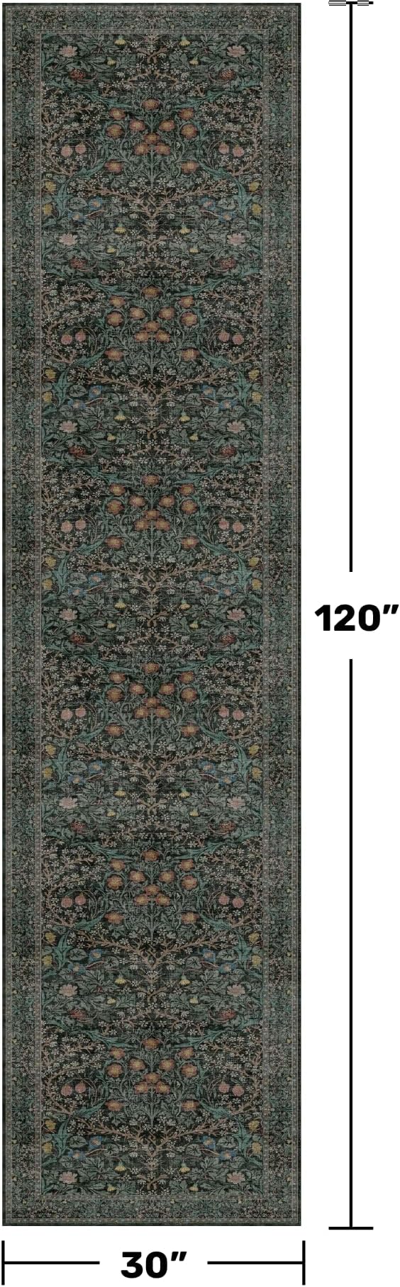 Dark Green 2'6" x 10' Runners for Wide Hallways Non Slip, Extra Long 10ft Floor - Image 2