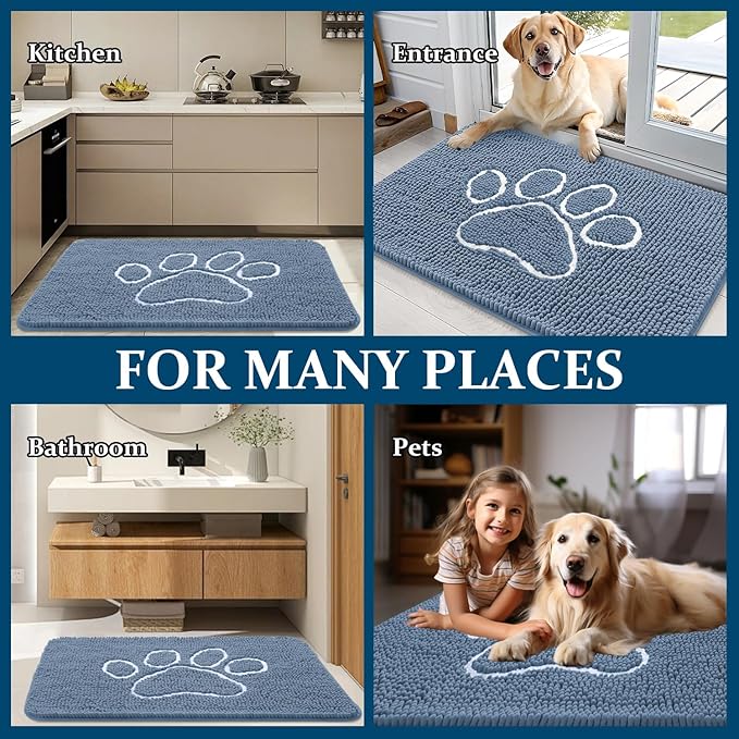OLANLY Dog Door Mat for Muddy Paws 35x24, Paw Print Design, Absorbs Moisture - Image 7