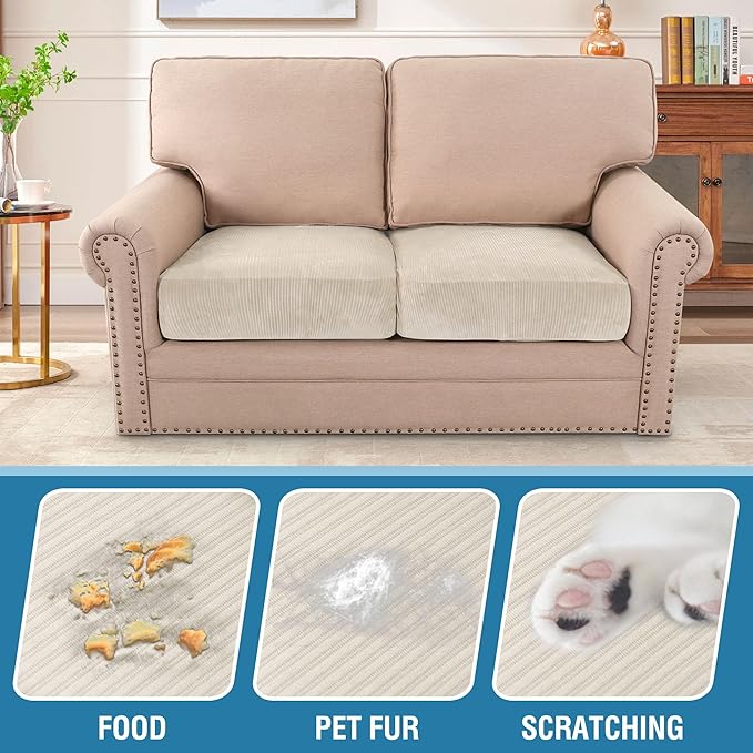 H.VERSAILTEX Velvet Stretch Couch Cushion Cover Plush Cushion Slipcover - Image 3