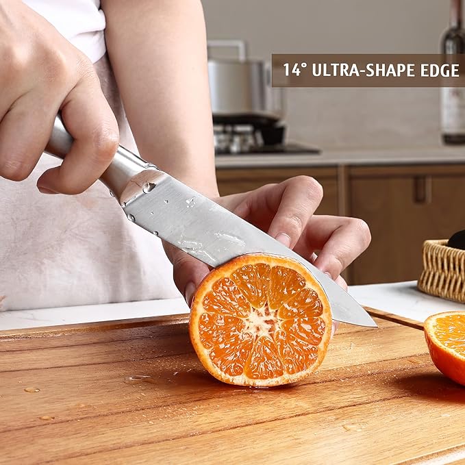 hecef 6-Piece Silver Stainless Steel Knife Set