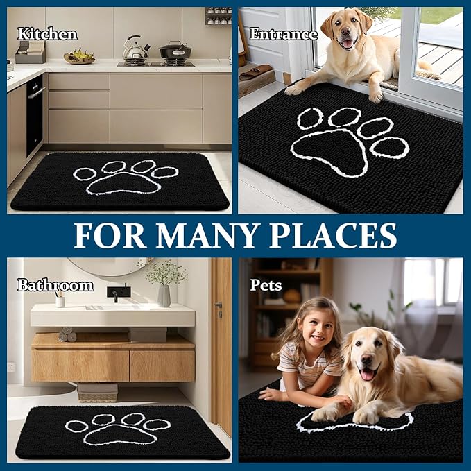 OLANLY Dog Door Mat for Muddy Paws 45x27, Paw Print Design, Absorbs Moisture - Image 8