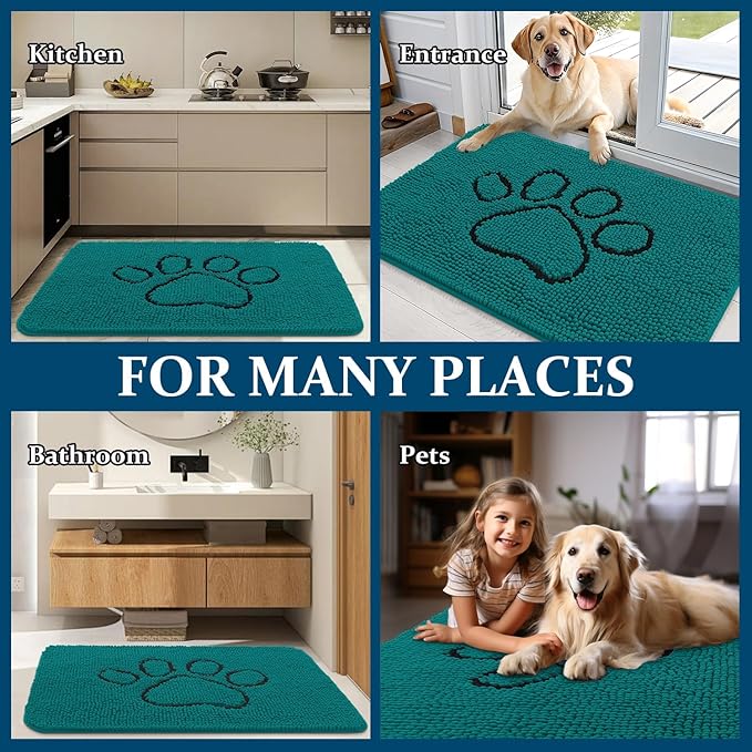 OLANLY Dog Door Mat for Muddy Paws 30x20, Paw Print Design, Absorbs Moisture - Image 8