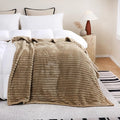 Tan Fleece Throw Blanket 108”×90” by linecooo
