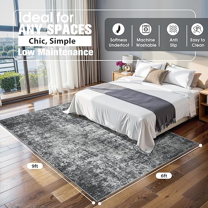 6x9 Area Rugs for Living Room Rug Washable: Abstract Rug for Dining Room - Image 2