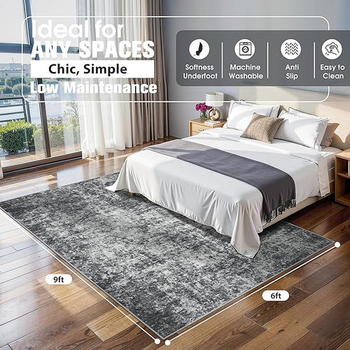 6x9 Area Rugs for Living Room Rug Washable: Abstract Rug for Dining Room - Image 2