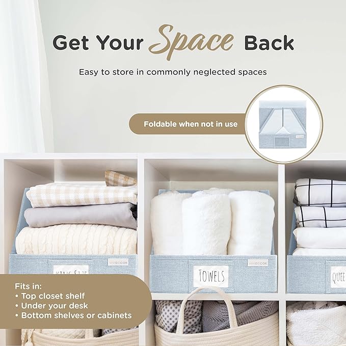 VIVIDECOR Open Front Trapezoid Closet Bins 12x12x10 – Easy Access Shelf